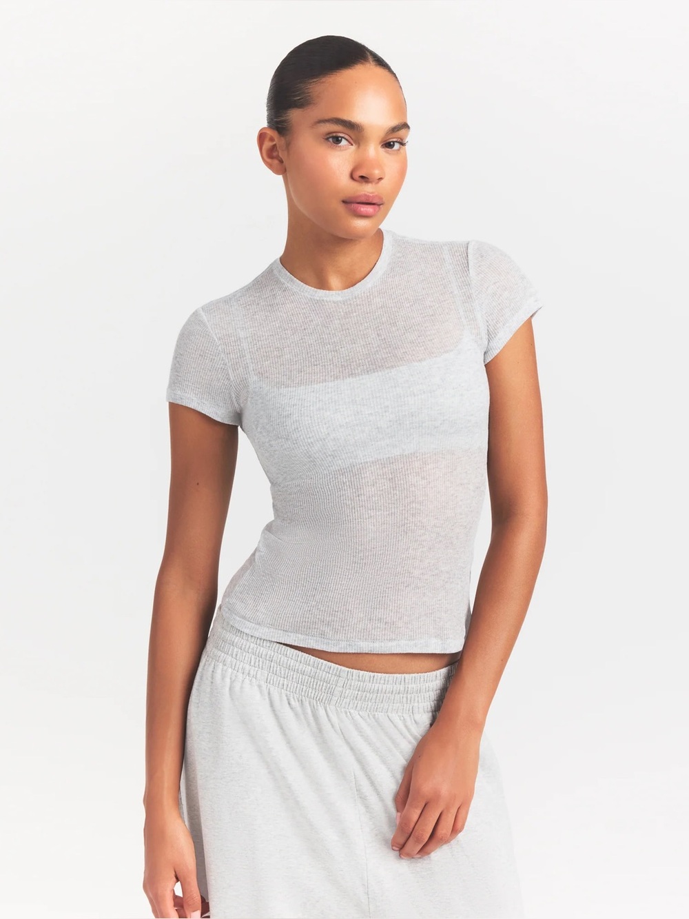 SKIMS White Sheer Rib Tee S